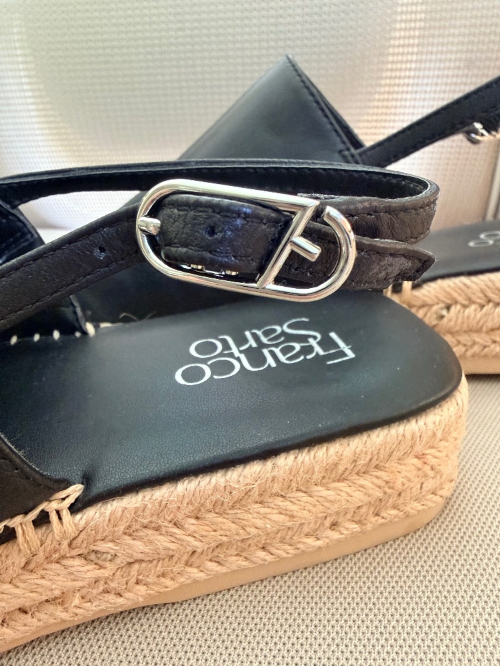 EUC Franco Sarto Rune Slingback Sandal Black Leather 7.5 M - Picture 9 of 12